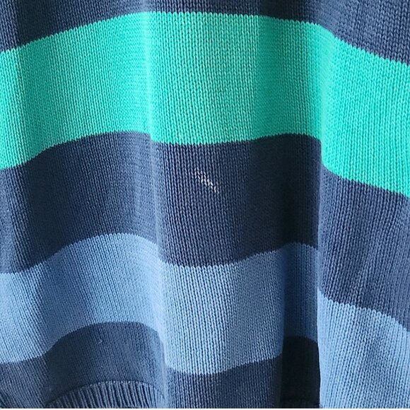 Vtg Liz Wear Striped Oversized Rainbow Fisherman Sweater Cozy Preppy Classic - Picture 6 of 8